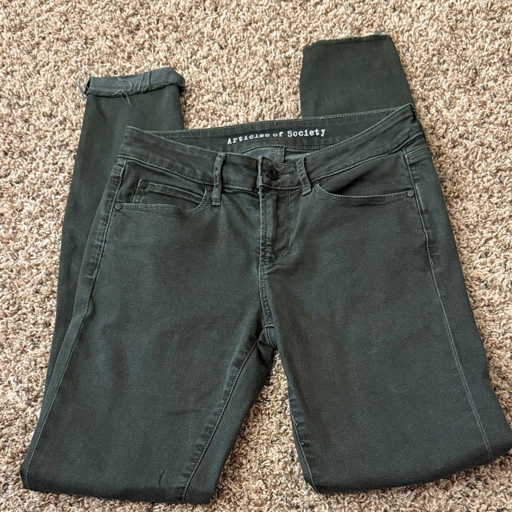 Articles Of Society Women's Dark Green Skinny Jeans